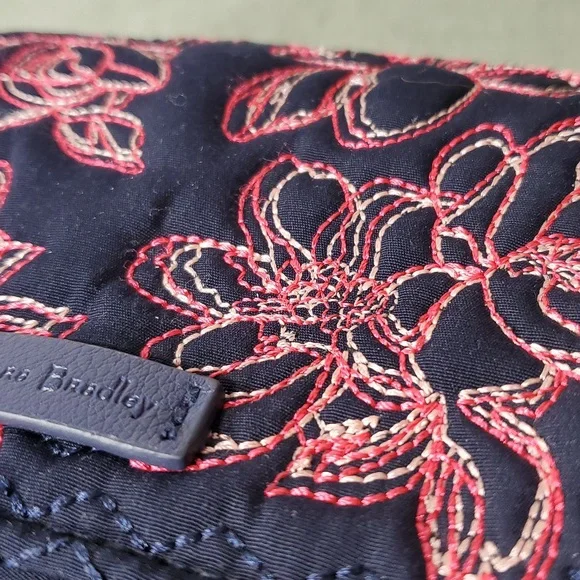 Vera Bradley Navy and Red Embroidered Floral Wallet Crossbody Bag - Picture 12 of 12